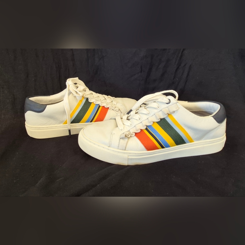 TORY Burch  Ruffle & Striped Women’s 8.5 Sneakers Lace Up - Picture 9 of 10